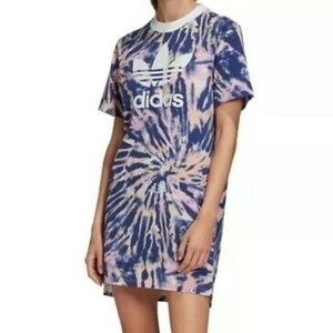 Adidas Tie Dye T-shirt Dress in Blue, Pink and Orange Size Small